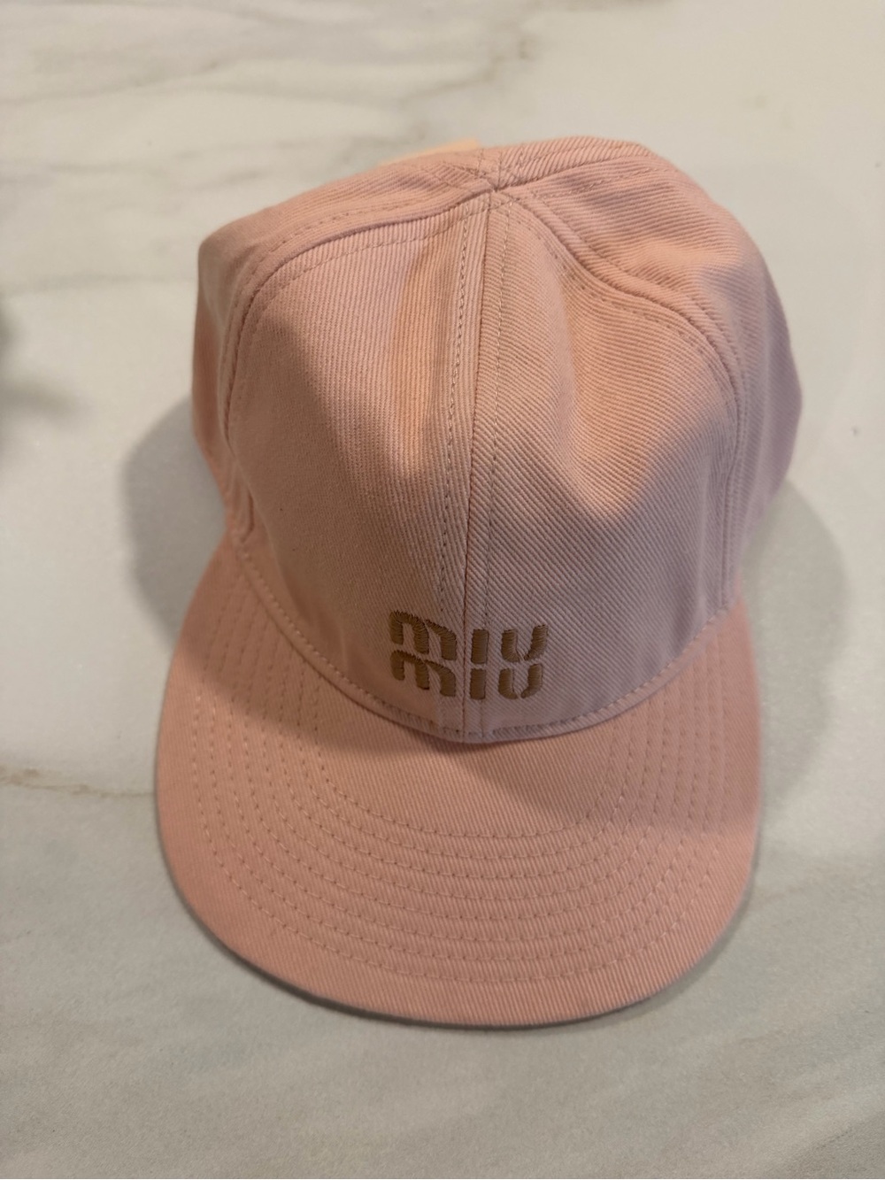 Miu Miu Soft Peach Logo Strapback Cap